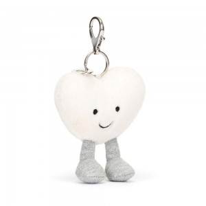 Brelok Jellycat Amuseables Cream Heart,13cm x 9cm x 3cm Białe | Polska EPJH-82179
