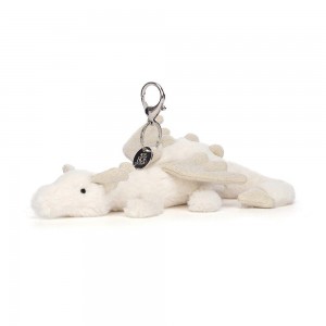 Brelok Jellycat Snow Dragon,12cm x 8cm x 22cm Białe | Polska YMIF-28917