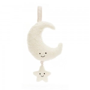 Dziecko Jellycat Amuseables Moon Musical Pull,28cm x 15cm x 6cm Białe | Polska RDAX-80975