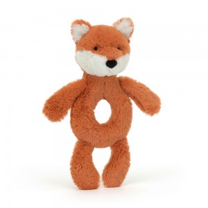Dziecko Jellycat Bashful Fox Cub Ring Rattle,18cm x 8cm x 2cm Pomarańczowe | Polska PQWV-25971