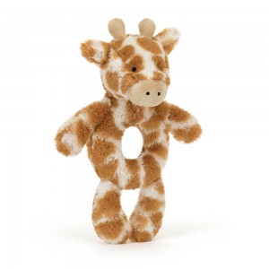 Dziecko Jellycat Bashful Giraffe Ring Rattle,18cm x 8cm x 2cm Pomarańczowe | Polska GHMF-48092