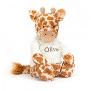 Dziecko Jellycat Bashful Giraffe with Cream,31cm x 12cm x 9cm Pomarańczowe | Polska VYIP-68295