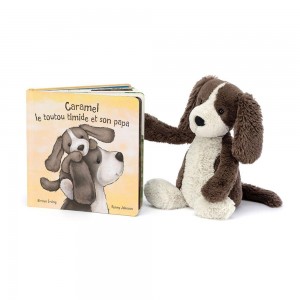 Książeczka Z Ogonkami Jellycat Caramel Le Toutou Timide Et Son Papa & Bashful Fudge Puppy Medium Brązowe | Polska DOBU-91865