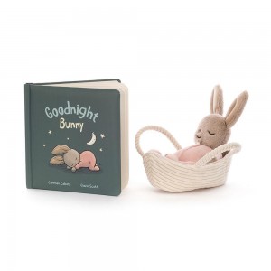 Książeczka Z Ogonkami Jellycat Goodnight Króliczek and Rock-A-Bye Króliczek Niebieskie | Polska LOFQ-05236