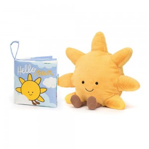 Książeczka Z Ogonkami Jellycat Hello Sun Fabric and Amuseables Sun Medium Żółte | Polska JNQG-35970