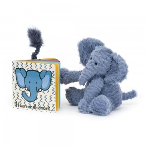 Książeczka Z Ogonkami Jellycat If I Were An Słoń Board and Fuddlewuddle Medium Niebieskie | Polska XQLD-07431