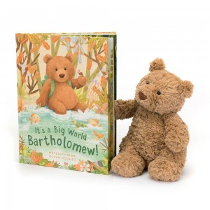 Książeczka Z Ogonkami Jellycat It's a Big World Bartholomew and Bartholomew Miś Medium Brązowe | Polska XAEF-65032
