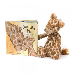 Książeczka Z Ogonkami Jellycat Just Like Me and Bashful Giraffe Medium Żółte | Polska IAWC-17340
