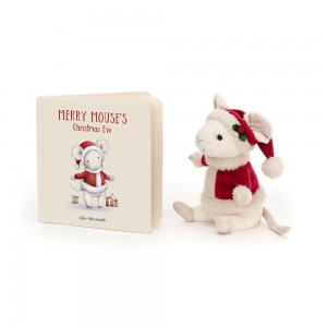 Książeczka Z Ogonkami Jellycat Merry Mouse's Christmas Eve and Merry Mouse Białe | Polska RBZE-87315