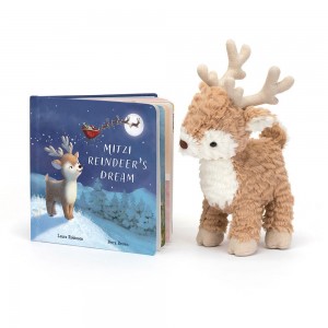Książeczka Z Ogonkami Jellycat Mitzi Reindeer's Dream and Mitzi Reindeer Medium Beżowe | Polska YZSU-90582