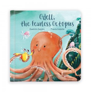 Książeczka Z Ogonkami Jellycat Odell, The Fearless Octopus,23cm x 23cm x 2cm Pomarańczowe | Polska QHCD-09325