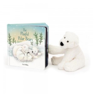Książeczka Z Ogonkami Jellycat The Playful Polar Miśs and Perry Polar Miś Small Białe | Polska UIEK-30765