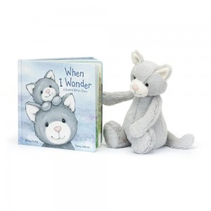 Książeczka Z Ogonkami Jellycat When I Wonder and Bashful Kitty Medium Szare | Polska CHDW-09231