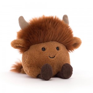 Pluszaki Jellycat Amuseabean Highland Cow,12cm x 9cm x 6cm Brązowe | Polska VKCG-81370
