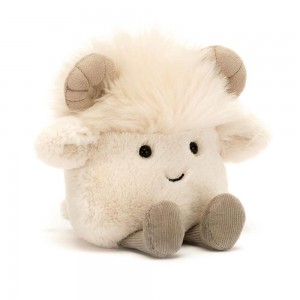Pluszaki Jellycat Amuseabean Ram,12cm x 9cm x 6cm Białe | Polska ZQVB-54820