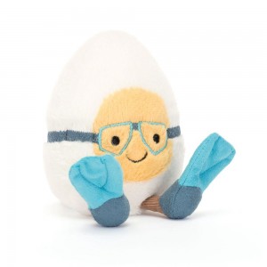 Pluszaki Jellycat Amuseables Boiled Jajko Scuba,14cm x 9cm x 4cm Białe | Polska VNQC-29750