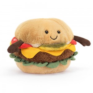 Pluszaki Jellycat Amuseables Burger,12cm x 12cm x 11cm Brązowe | Polska CTEQ-93650