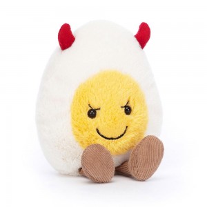 Pluszaki Jellycat Amuseables Devilled Jajko,14cm x 9cm x 4cm Białe | Polska KDWJ-96471