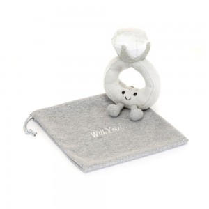 Pluszaki Jellycat Amuseables Diamond Ring with Personalised,20cm x 12cm x 5cm Szare | Polska HCTW-35741