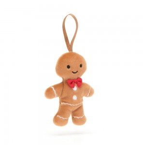 Pluszaki Jellycat Amuseables Festive Folly Gingerbread Fred,16cm x 4cm x 2cm Brązowe | Polska JBHN-71085