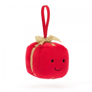 Pluszaki Jellycat Amuseables Festive Folly Present,13cm x 7cm x 7cm Czerwone | Polska MDFK-30985
