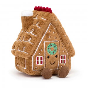 Pluszaki Jellycat Amuseables Gingerbread House,22cm x 18cm x 14cm Brązowe | Polska IJZH-81650