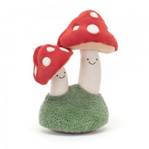 Pluszaki Jellycat Amuseables Pair of Toadstools,25cm x 13cm x 11cm Czerwone | Polska BMLE-32760