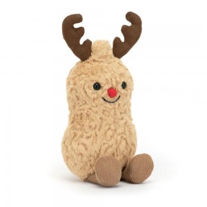 Pluszaki Jellycat Amuseables Peanut Reindeer,15cm x 7cm x 6cm Beżowe | Polska ZRHE-95231