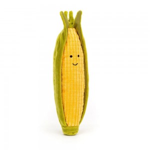 Pluszaki Jellycat Amuseables Vivacious Vegetable Sweetcorn,19cm x 6cm x 4cm Żółte | Polska EGAU-19632