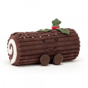 Pluszaki Jellycat Amuseables Yule Log,11cm x 20cm x 8cm Brązowe | Polska BXWC-36201