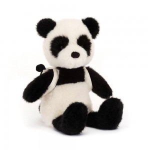 Pluszaki Jellycat Backpack Panda,22cm x 9cm x 8cm Czarne | Polska PNHY-45820