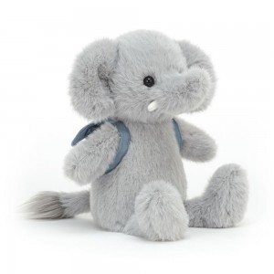Pluszaki Jellycat Backpack Słoń,22cm x 9cm x 8cm Szare | Polska LOPA-59123