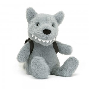 Pluszaki Jellycat Backpack Wolf,22cm x 9cm x 8cm Szare | Polska UPZG-98714