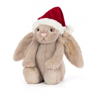 Pluszaki Jellycat Bashful Christmas Króliczek,31cm x 12cm x 9cm Beżowe | Polska ORUX-50917