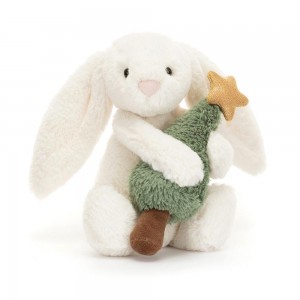 Pluszaki Jellycat Bashful Króliczek with Christmas Tree,7.1in x 3.5in x 3.1in Białe | Polska YZGK-73850