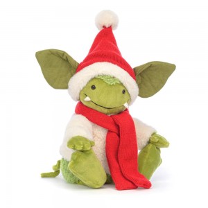 Pluszaki Jellycat Christmas Grizzo,30cm x 10cm x 9cm Zielone | Polska ROZQ-04258