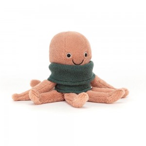 Pluszaki Jellycat Cozy Crew Octopus,20cm x 6cm x 6cm Pomarańczowe | Polska XYBC-48732