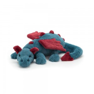 Pluszaki Jellycat Dexter Dragon,8cm x 8cm x 30cm Niebieskie | Polska UTDP-89432