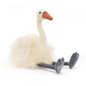 Pluszaki Jellycat Evelyn Swan,50cm x 15cm 20cm Białe | Polska CXSA-51802