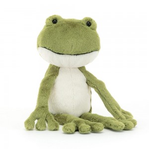 Pluszaki Jellycat Finnegan Frog,23cm x 7cm x 7cm Zielone | Polska AVTR-28934