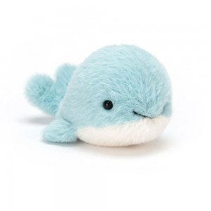 Pluszaki Jellycat Fluffy Whale,7cm x 5cm x 10cm Niebieskie | Polska PUXB-89207