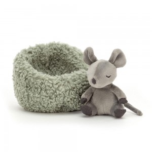 Pluszaki Jellycat Hibernating Mouse,9cm x 13cm x 13cm Szare | Polska UMBY-68479