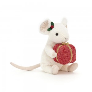 Pluszaki Jellycat Merry Mouse Present,18cm x 9cm x 7cm Białe | Polska WNPT-39241