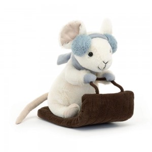 Pluszaki Jellycat Merry Mouse Sleighing,18cm x 11cm x 17cm Białe | Polska AURB-68427