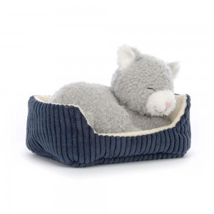 Pluszaki Jellycat Napping Nipper Jelonek,3.9in x 5.9in x 4.7in Szare | Polska DUTZ-93260