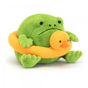 Pluszaki Jellycat Ricky Rain Frog Rubber Ring,15cm x 17cm x 18cm Zielone | Polska BLRH-86091
