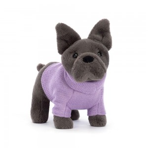 Pluszaki Jellycat Sweater French BullPiesek Purple,6.7in x 2.8in x 7.5in Szare | Polska ZMYT-36207