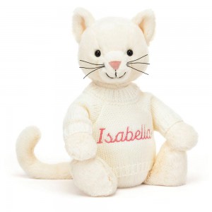 Swetry Jellycat Bashful Cream Kitten with Cream,31cm x 12cm x 9cm Białe | Polska XSAP-65913