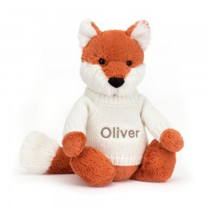 Swetry Jellycat Bashful Fox Cub with Cream,31cm x 12cm x 9cm Pomarańczowe | Polska BLUN-29304