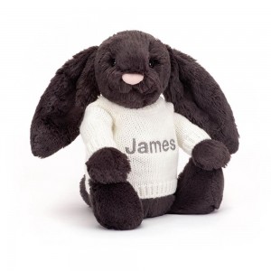 Swetry Jellycat Bashful Inky Króliczek with Cream,31cm x 12cm x 9cm Czarne | Polska JOXS-30478
